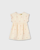 Vestido Gasa Bordado Crema Losan